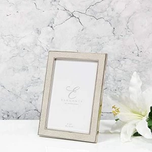 4" x 6" - Elegance Nickel Plated Cream Faux Shagreen Frame