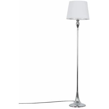 Faulkner Spindle Floor Lamp in Chrome with Aspen Shade - White