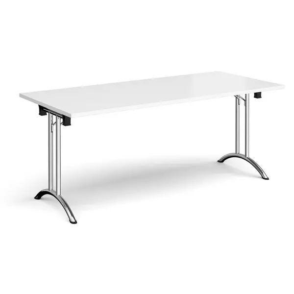 Rectangular Folding Meeting Table with Chrome Curved Legs - 1800mm - White