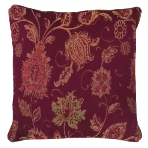 Zurich Floral Jacquard Cushion Burgundy / 45 x 45cm / Polyester Filled