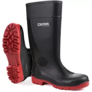 Centek Unisex FS338 Compactor Waterproof Safety Wellington Boots (10 UK) (Black/Red) - Black/Red