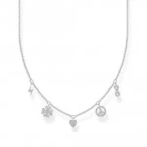 Sterling Silver White Symbols Necklace KE2123-051-14-L42V