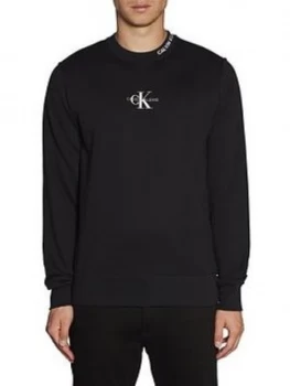 Calvin Klein Jeans Centre Monogram Sweatshirt, Black, Size L, Men