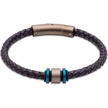 Unique & Co. Navy Leather Bracelet with Gunmetal IP Plated Steel Clasp