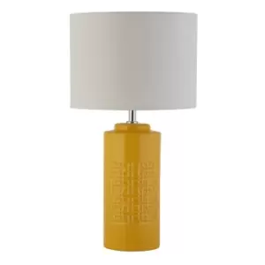 Cylinder Shape Ochre Ceramic Table Lamp