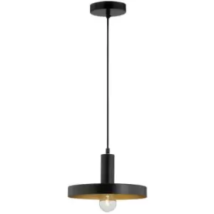 Haven Dome Pendant Ceiling Light Black Metal Outside Gold Inside Black LED E27 - Merano