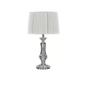 Kate 1 Light Table Lamp Chrome, Crystal with Round Shade, E27