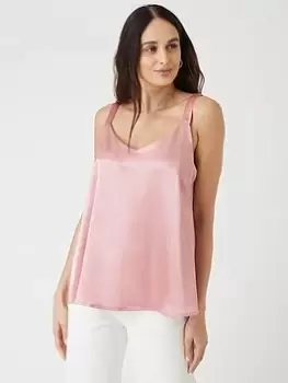 Wallis Satin V Neck Cami - Blush, Pink, Size 18, Women