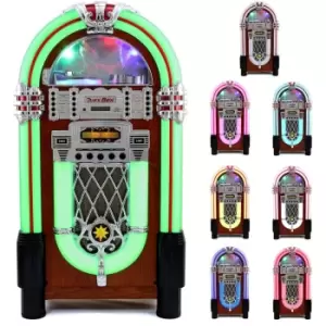 Retro Floor Standing Jukebox Music Player, MP3, Bluetooth, cd, Radio, aux, Light Up - Brown - Monstershop