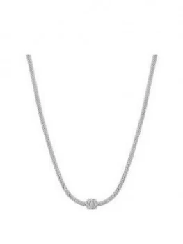 Simply Silver Sterling Silver Popcorn Cubic Zircoina Square Pave Charm Allway Necklace