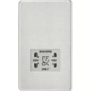 MLA Knightsbridge 115/230V Dual Voltage Shaver Socket Brushed Chrome W/Grey Insert - SF8900BCG