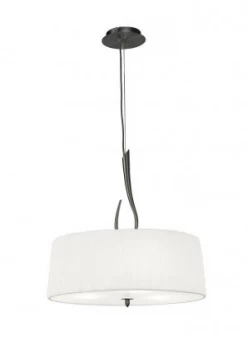 Cylindrical Ceiling Pendant 3 Light E27, Satin Nickel with White Shade