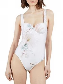 Ted Baker Cupped Panel Swimsuit - White, Size 4=14, Women