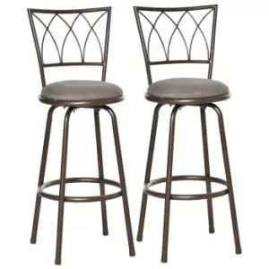 Homcom Set Of 2 Bronze Tone Metal Bar Chairs With Arch Design Cut Out Backs