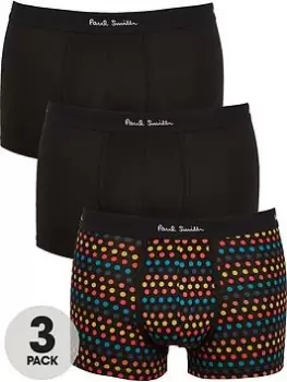 Ps Paul Smith Mens 3 Pack Mixed Dot Trunks - Black