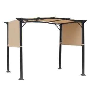 Outsunny Outdoor Retractable Gazebo Overhead Backyard Shade Sun Shelter Steel - Green