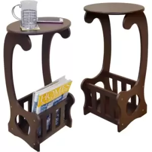 Watsons - scroll - 2 pack - Side / End / Bedside Table with Magazine / Book Storage Rack - Dark - Dark