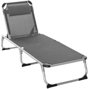 Outsunny Folding Outdoor Reclining Sun Lounger - Grey