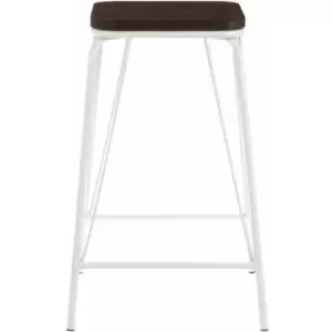 Premier Housewares District White Metal and Elm Wood Stool