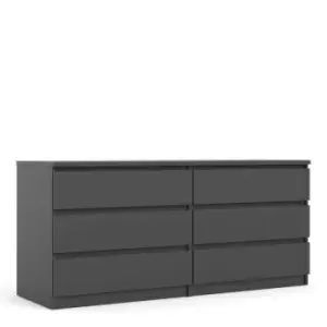 Naia Wide Chest of 6 Drawers, Black Matt