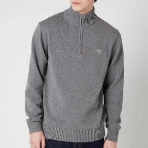 Gant Mens Casual Cotton Half Zip Sweatshirt - Dark Grey Melange - S