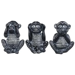 Aztec See Hear Speak Monkey Black Ornament