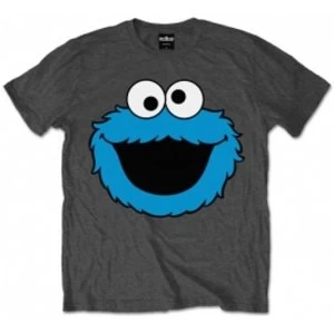 Sesame Street Cookie Head Mens Charcoal T Shirt: Large