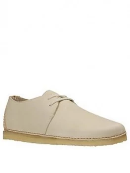 Clarks Originals Ashton Leather Lace Up Flat Shoes - Off White, Size 4, Women