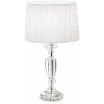 Ideal Lux Kate - 1 Light Table Lamp Chrome, Crystal with Round Shade, E27