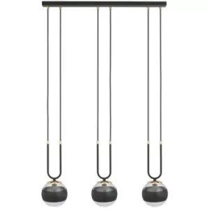 Emibig Glam Black Globe Bar Pendant Ceiling Light with Clear,Black Glass Shades, 3x E14