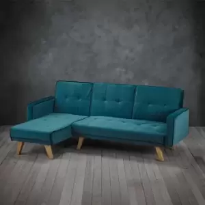LPD Kitson L Shaped Sofa Bed Teal Velvet