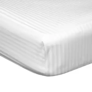 Belledorm 540 Thread Count Satin Stripe Extra Deep Fitted Sheet (Superking) (White)