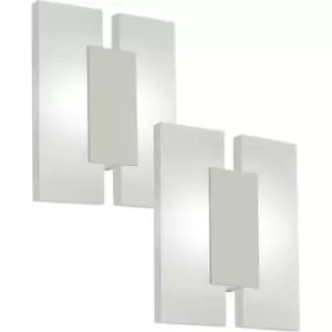 2 PACK Wall Light Colour Satin Nickel Shade Satined Plastic LED 2x4.5W Included