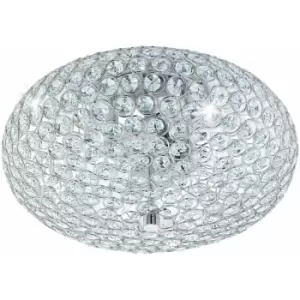 Loops - Flush Ceiling Light Colour Chrome Plated Shade Clear Crystal Bulb E27 2x60W