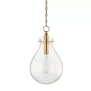 Ivy 1 Light Medium Pendant Brass, Glass