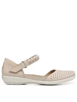 Hotter Hotter Blake Wide Fitting Nubuck Strap Front Shoes - Hummus, Beige, Size 5, Women