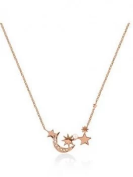 Radley Rose Gold Tone Sterling Silver And Pearl Detail Moon And Star Ladies Necklace