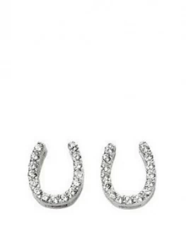 The Love Silver Collection Sterling Silver Cubic Zirconia Horseshoe Stud Earrings