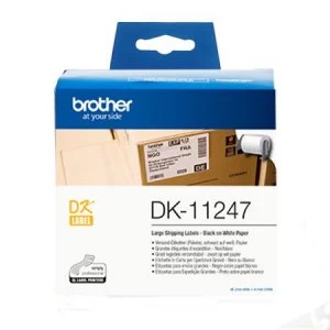 Brother DK-11247 Label Tape (103mm x 164mm) Black on White x 180