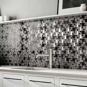 House of Mosaics Luxe Gunmetal Glass and Metal 300x300mm Mosaic Tile