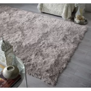 Dazzle Modern Thick Silky Shiny Yarn Shaggy Rug in 60x110cm (2'x3'7''), Silver