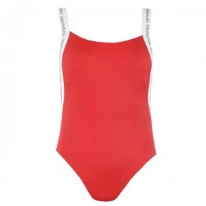 Calvin Klein Logo Scoop Swimsuit - Red XBG