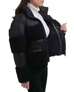 DKNY Mixed Media Puffer Coat