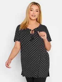 Yours Polka Dot T-Shirt - Black, Size 16, Women