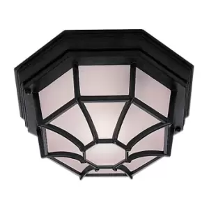 Outdoor Black Hexagonal Flush Light