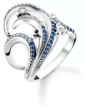 Thomas Sabo TR2378-644-1-60 Blue Stones Wave Ring S - S Jewellery