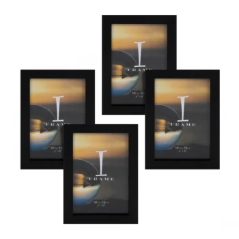 4" x 6" - iFrame Set of 4 Photo Frames Black