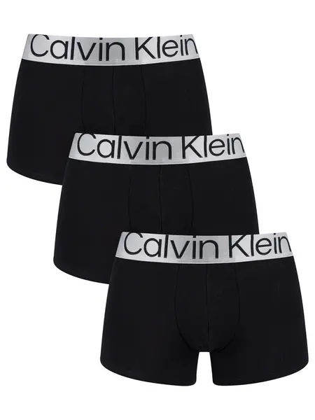 Calvin Klein 3 Pack Reconsidered Steel Trunks Black S