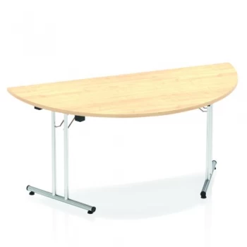 Sonix Semi-circular Chrome Leg Folding Meeting Table 1600x800mm Maple