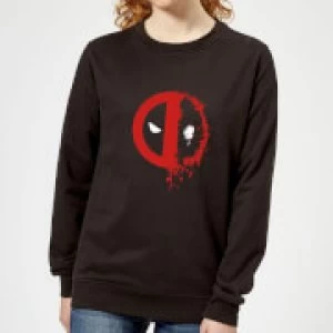 Marvel Deadpool Split Splat Logo Womens Sweatshirt - Black - M